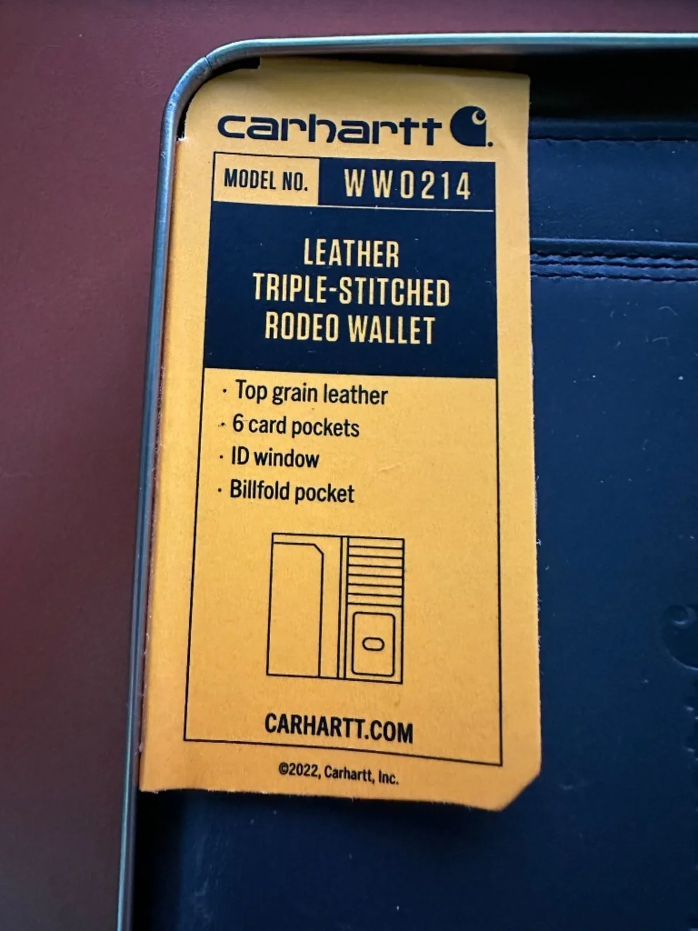 Carhartt Leather Triple-Stitched Rodeo Wallet Black WW0214 6 Card Pocket NWT